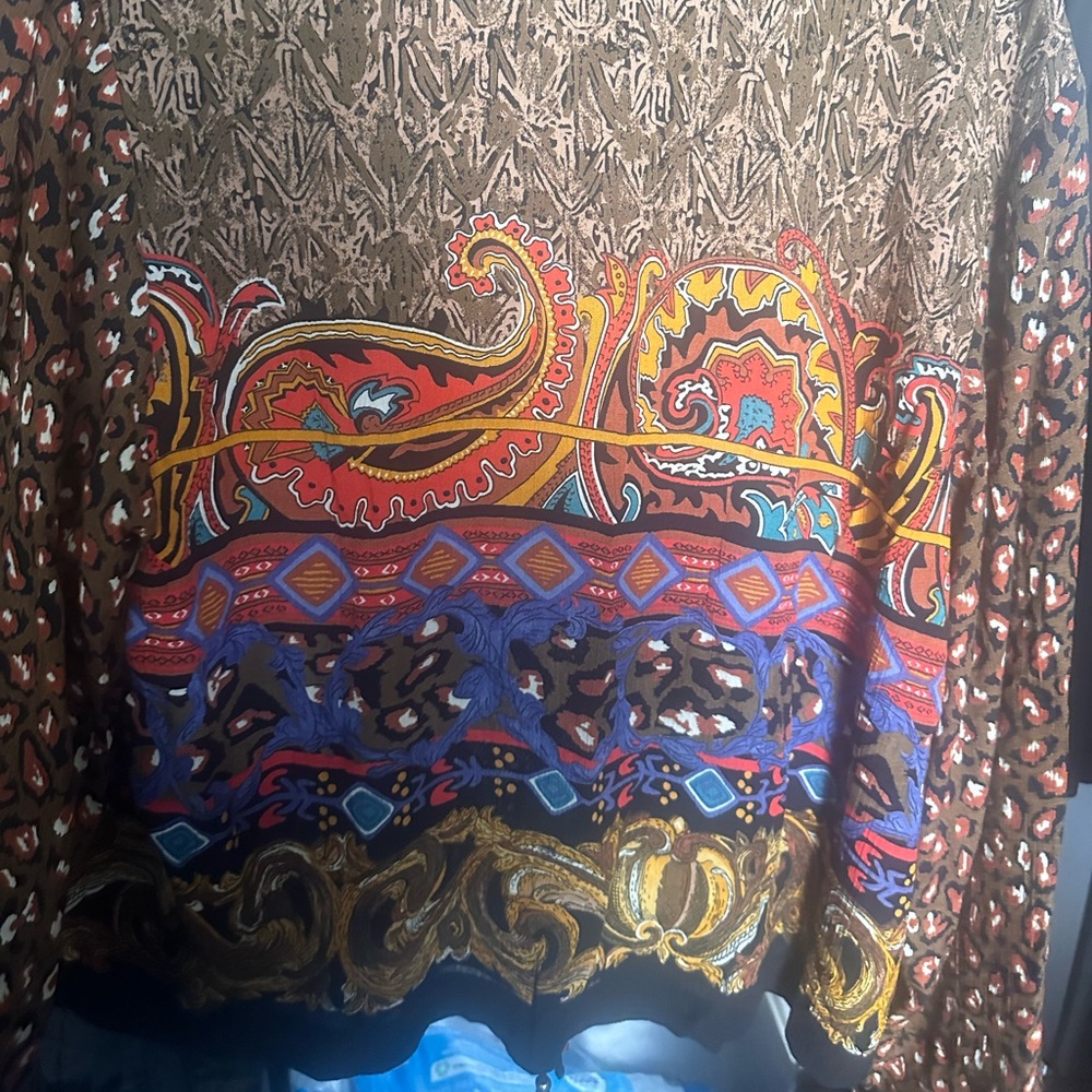 VTG 2 Piece Carol Little Boho Multi Tie String Jacket/Culotte Wide Pants Set